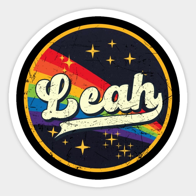 Leah // Rainbow In Space Vintage Grunge-Style Sticker by LMW Art